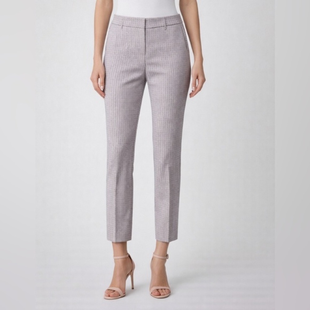 Lafayette 148 Manhattan Tattersall Mini Check Wool Blend Slim Pants‎ Size 10